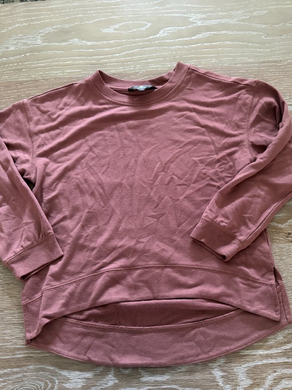 Girls Stitch Fix We Wander brown French terry hi low crew neck pullover size M